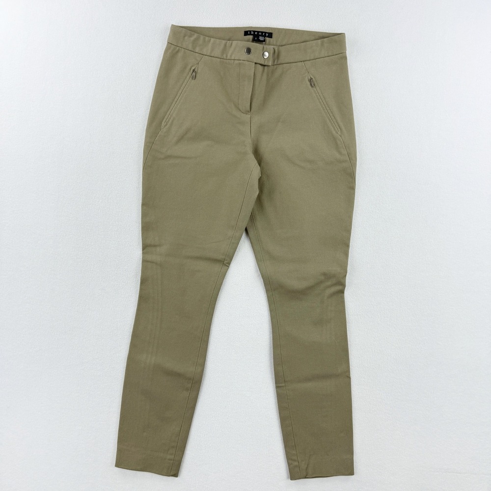 THEORY‎ Adalwen Jetty Pants Size 2 Slim Pocket Career Womens Light Brown